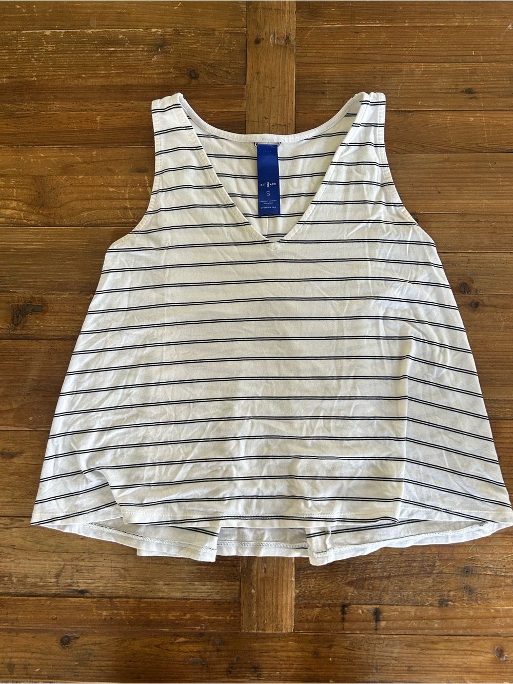 Kit and Ace White Tank Top with Stripes